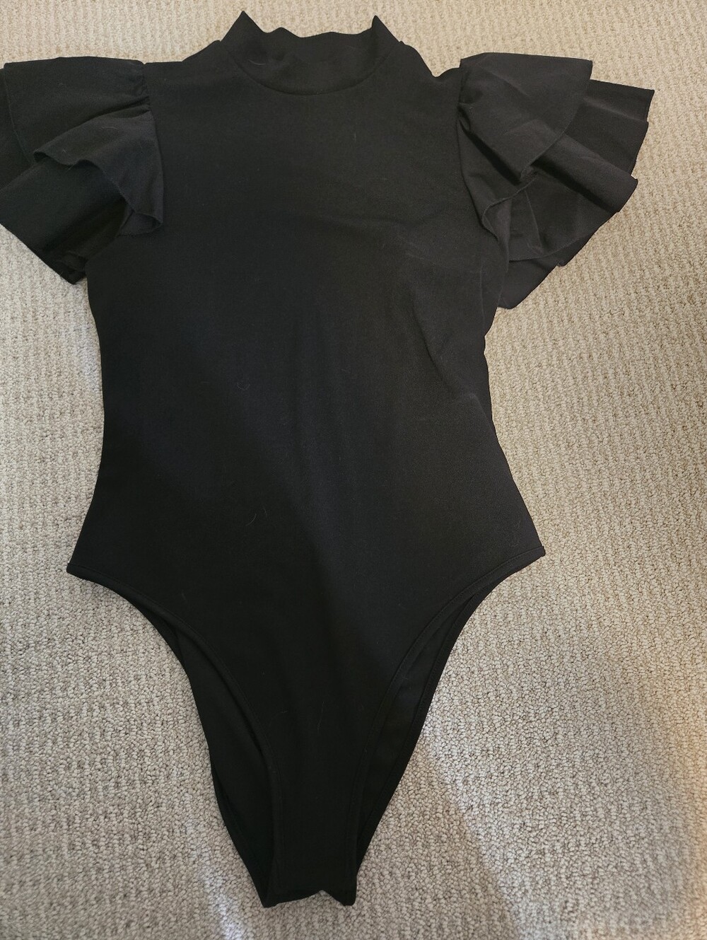 Black Ruffle Sleeve  Bodysuit